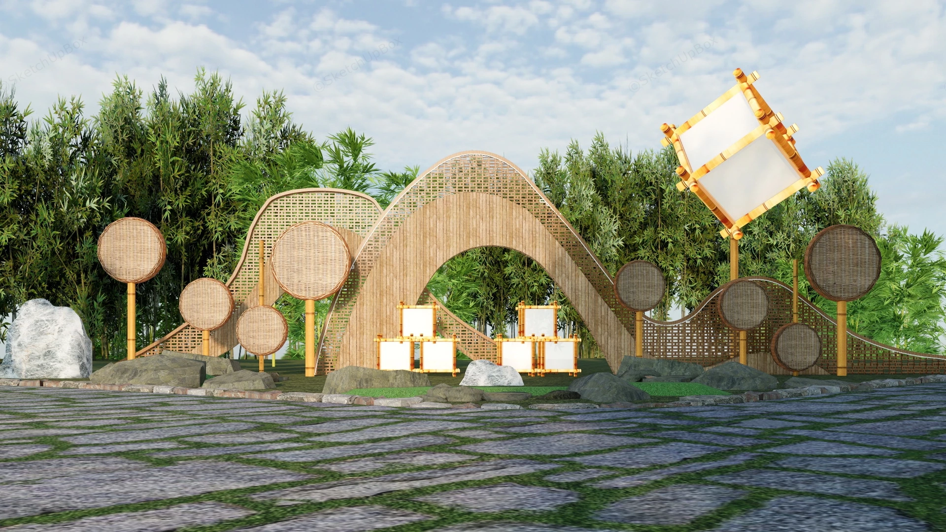 Woven Bamboo Art Installation sketchup model preview - SketchupBox