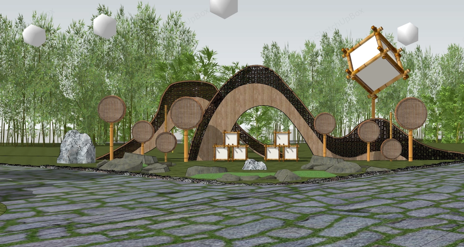 Woven Bamboo Art Installation sketchup model preview - SketchupBox