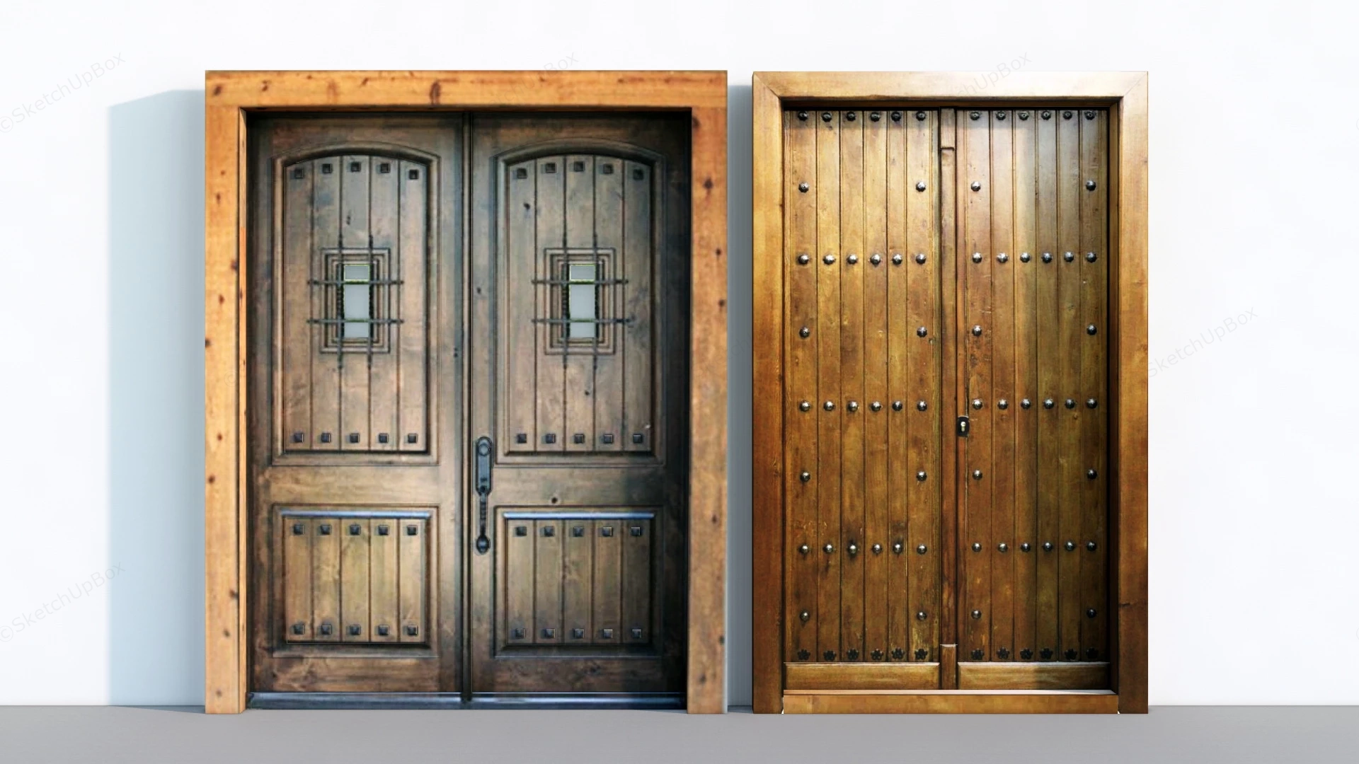 Vintage Wood Entry Doors sketchup model preview - SketchupBox