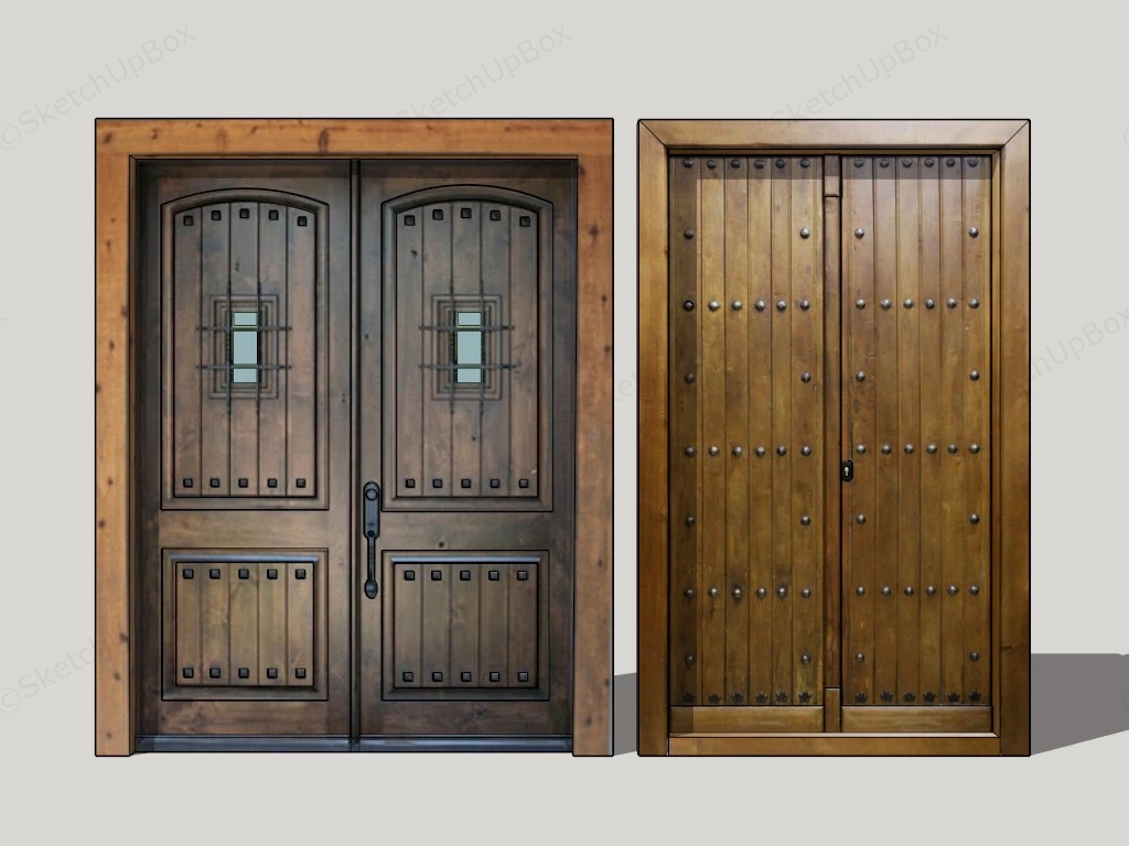 Vintage Wood Entry Doors sketchup model preview - SketchupBox