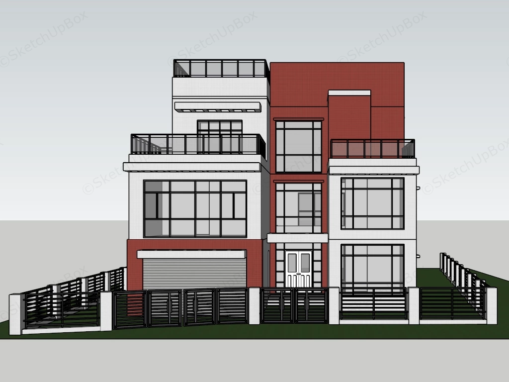 Modern House Exterior sketchup model preview - SketchupBox