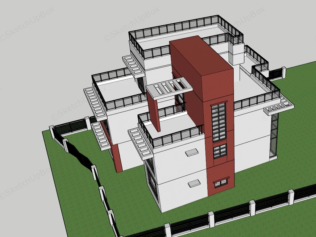 Modern House Exterior sketchup model preview - SketchupBox