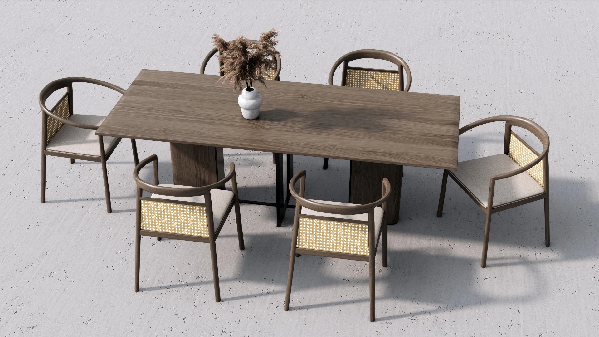 7 Piece Wood Dining Set sketchup model preview - SketchupBox