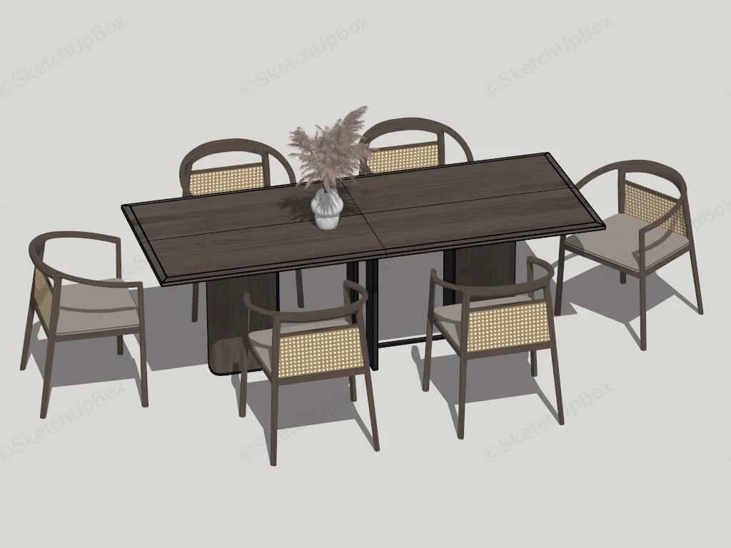 7 Piece Wood Dining Set sketchup model preview - SketchupBox