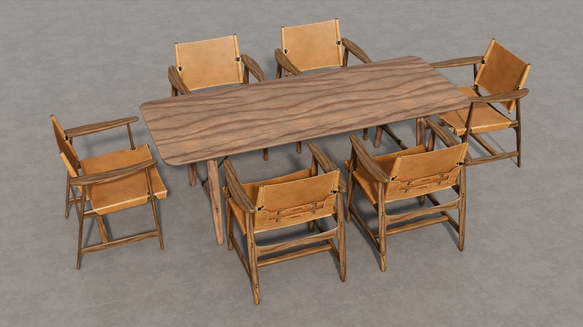 Rustic Farmhouse Dining Room Set sketchup model preview - SketchupBox