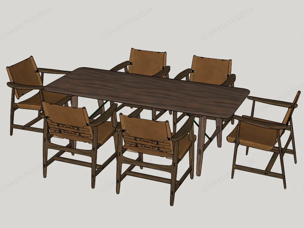 Rustic Farmhouse Dining Room Set sketchup model preview - SketchupBox
