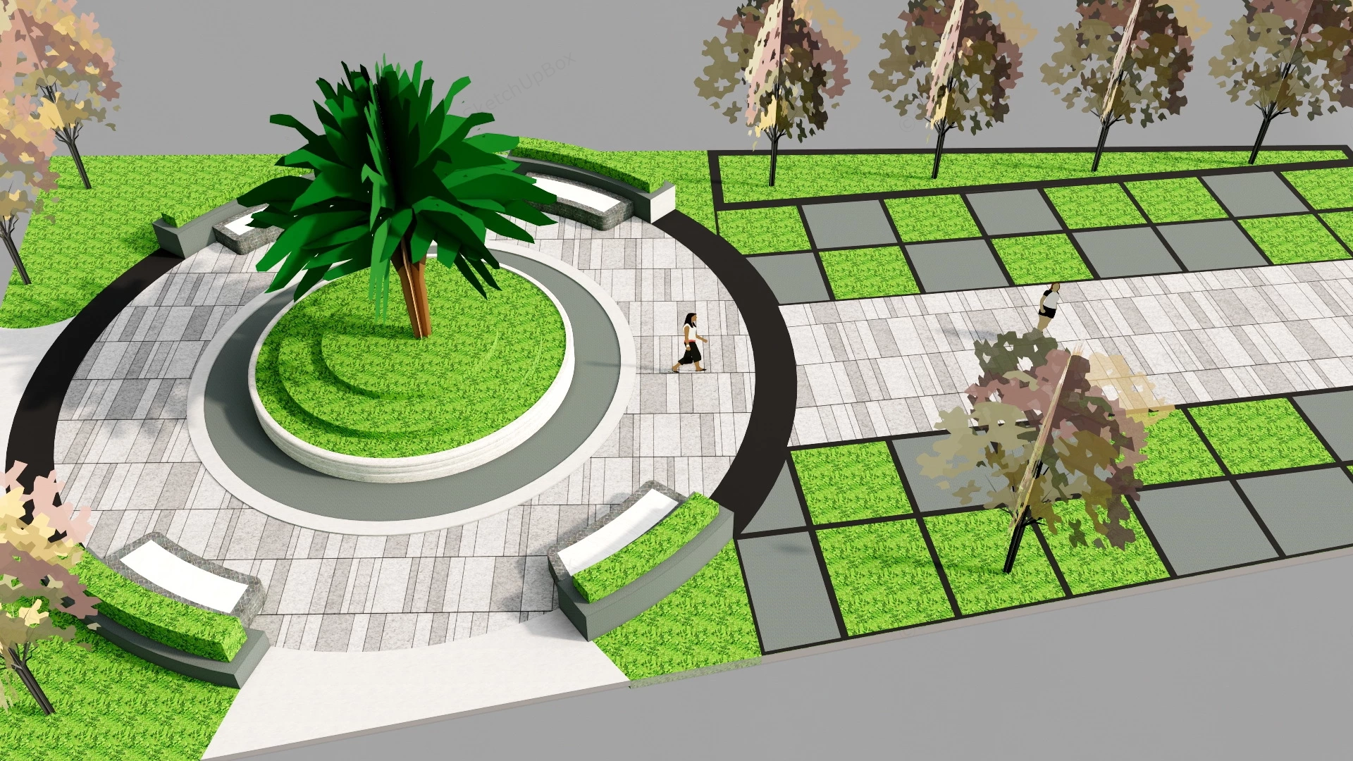 Circle Landscape Design sketchup model preview - SketchupBox