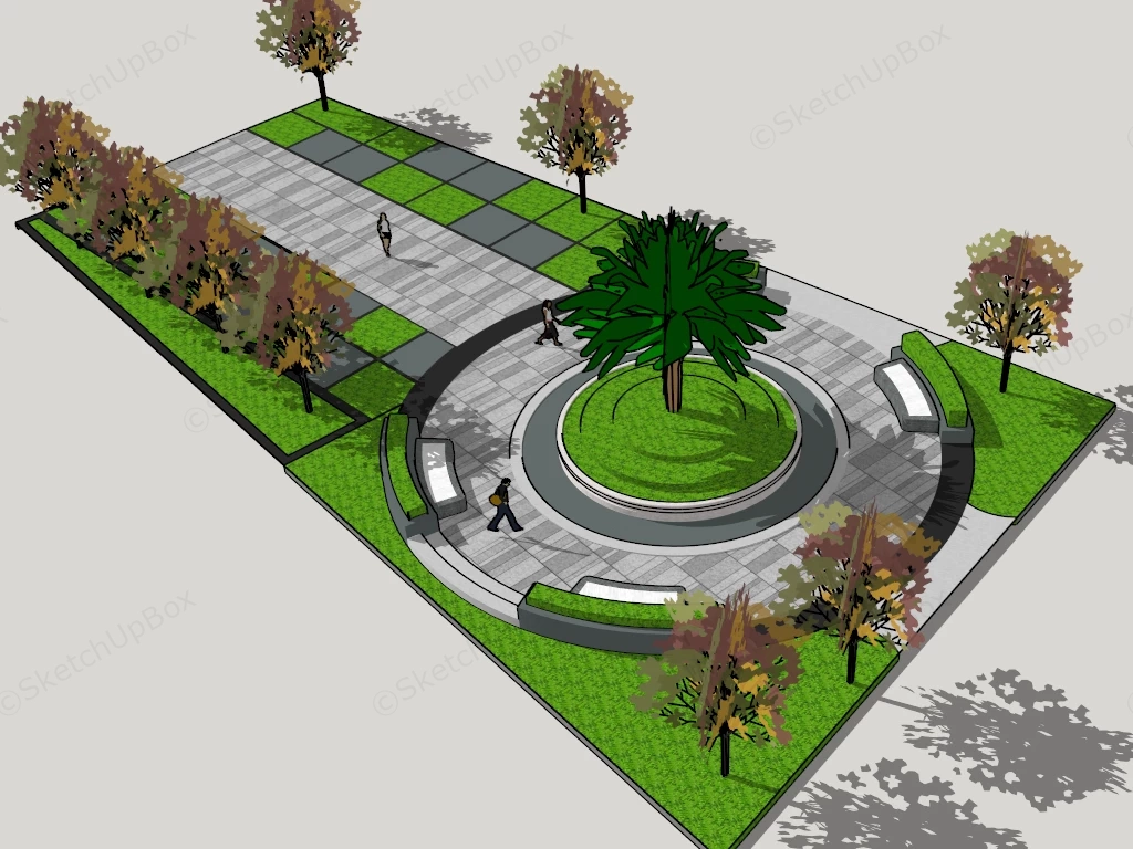 Circle Landscape Design sketchup model preview - SketchupBox