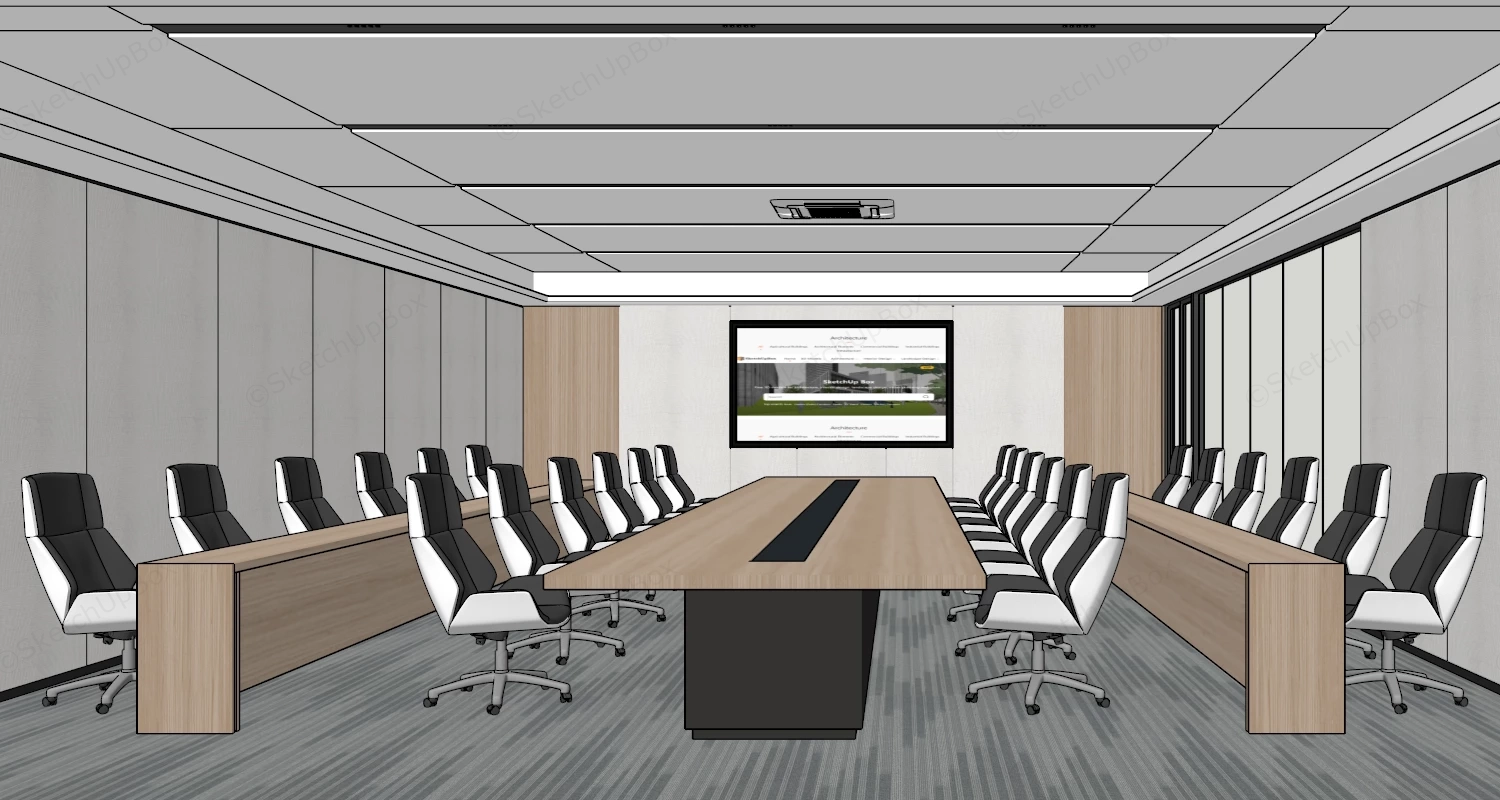 Minimalist Office Meeting Room sketchup model preview - SketchupBox
