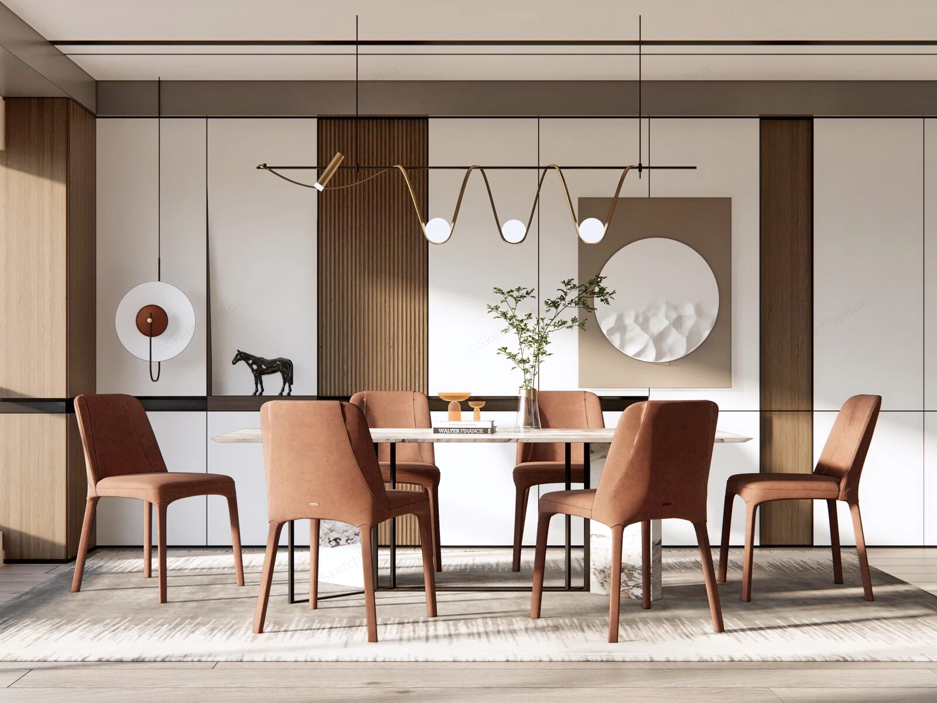 Elegant Dining Room Interior Design sketchup model preview - SketchupBox
