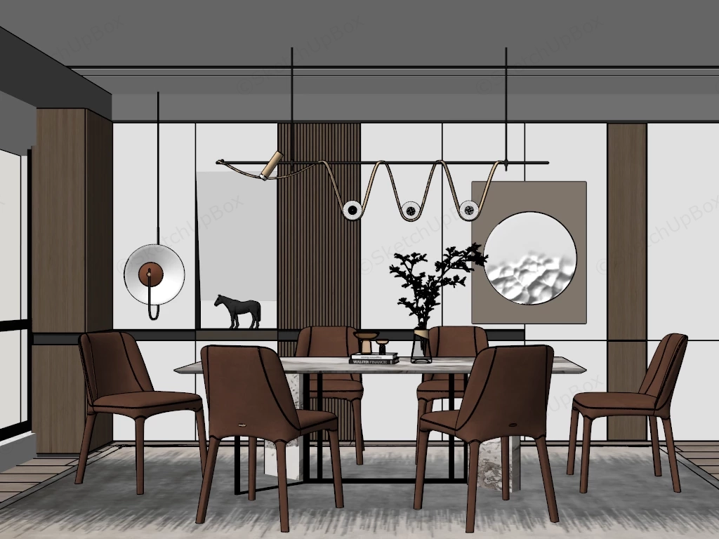 Elegant Dining Room Interior Design sketchup model preview - SketchupBox