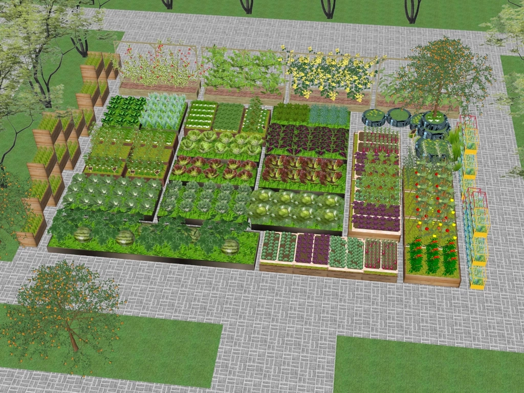 Outdoor Vegetable Garden sketchup model preview - SketchupBox