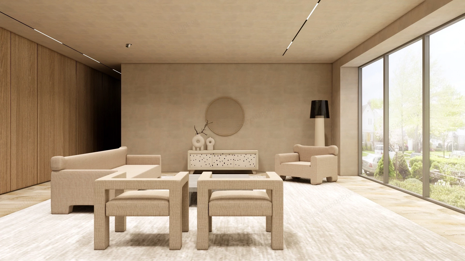 Wabi Sabi Modern Living Room sketchup model preview - SketchupBox