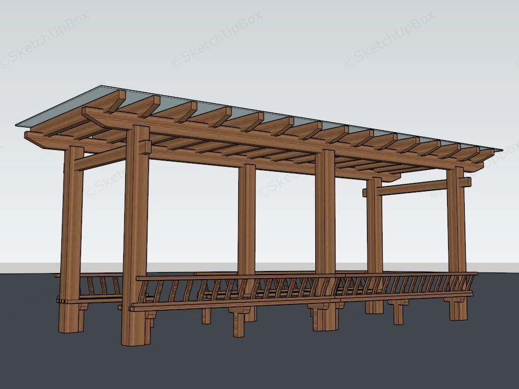Glass Roof Pergola sketchup model preview - SketchupBox