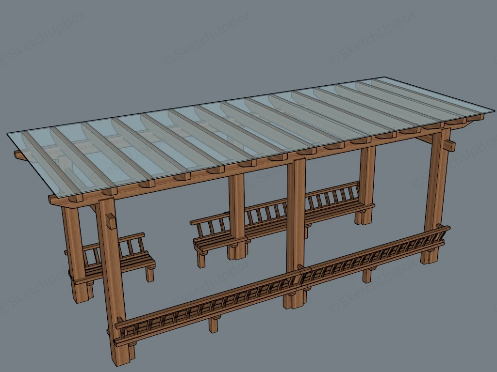 Glass Roof Pergola sketchup model preview - SketchupBox