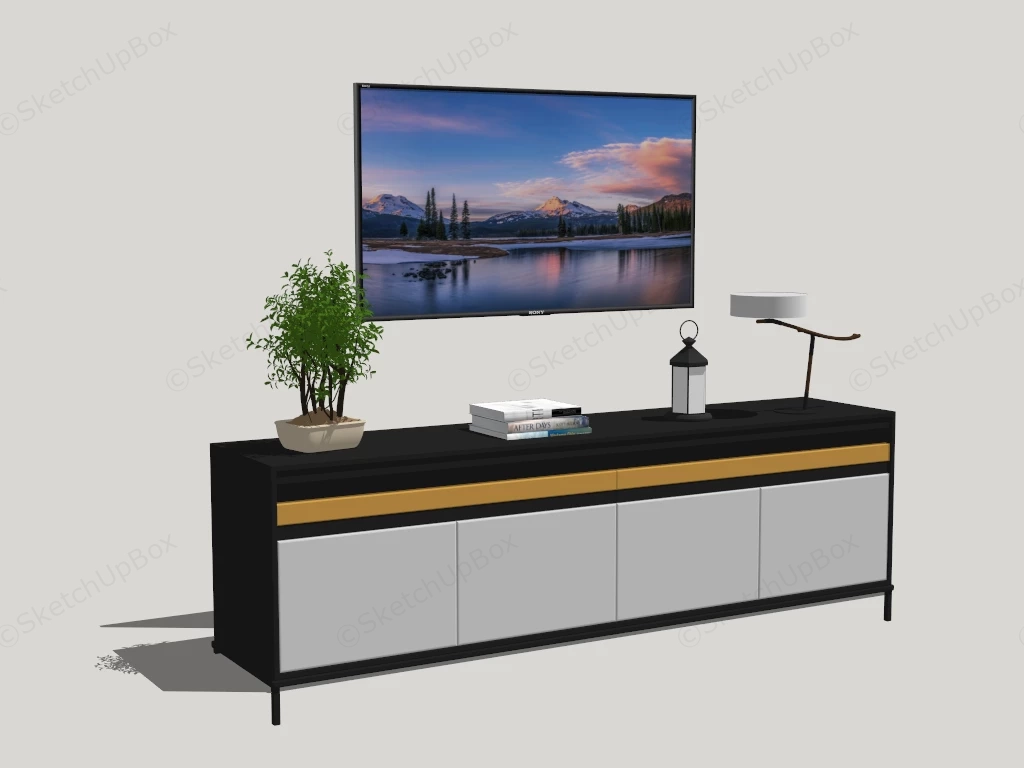 Modern Flat Screen TV Stand sketchup model preview - SketchupBox