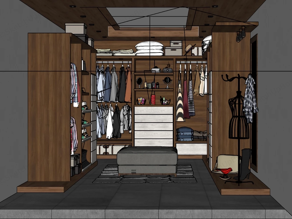 Dressing Room Closet Interior Design sketchup model preview - SketchupBox
