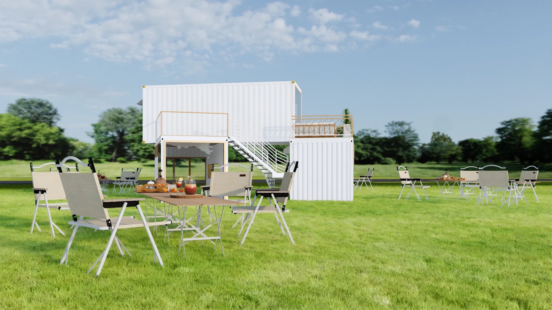 Shipping Container Cafe Design sketchup model preview - SketchupBox