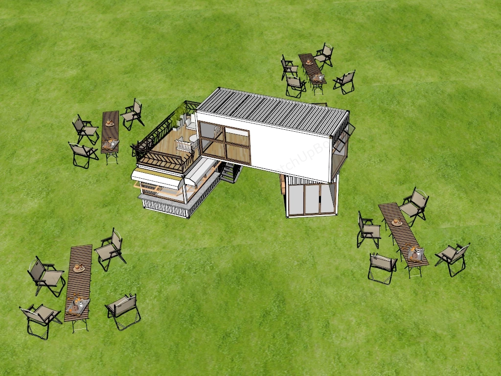 Shipping Container Cafe Design sketchup model preview - SketchupBox