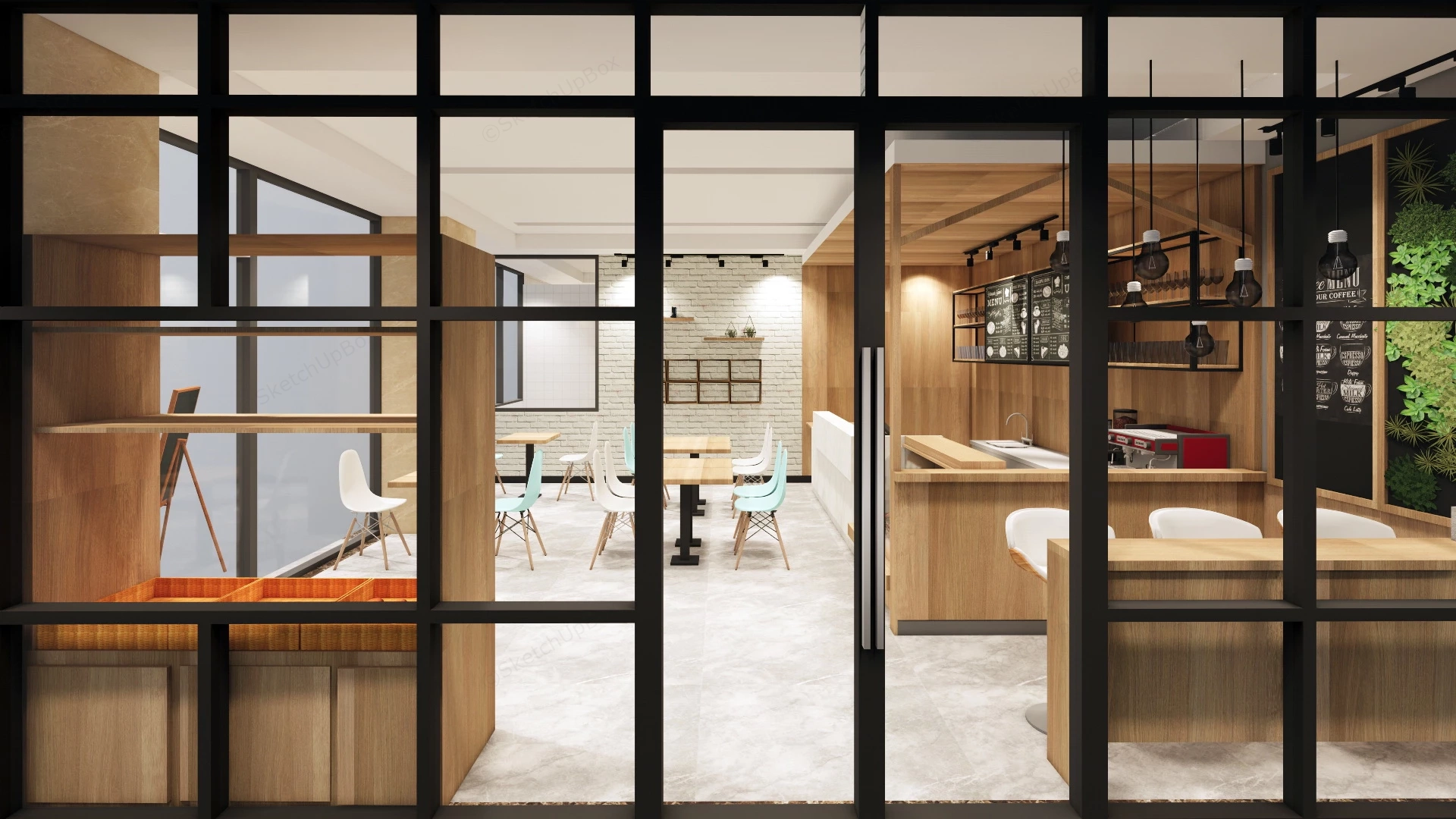 Modern Cozy Cafe Interior Design sketchup model preview - SketchupBox