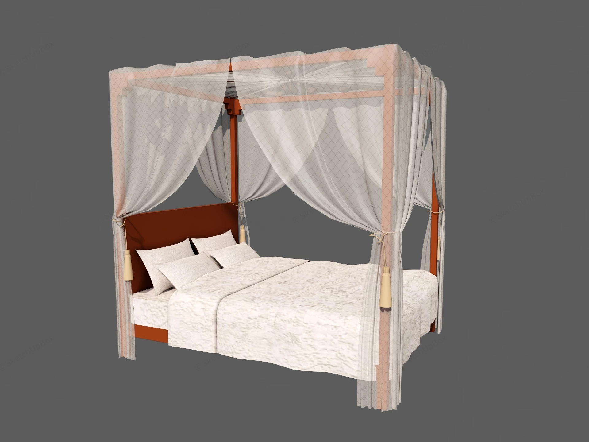 Modern Canopy Bed sketchup model preview - SketchupBox