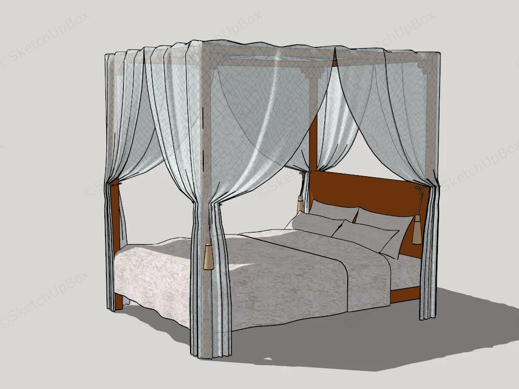 Modern Canopy Bed sketchup model preview - SketchupBox
