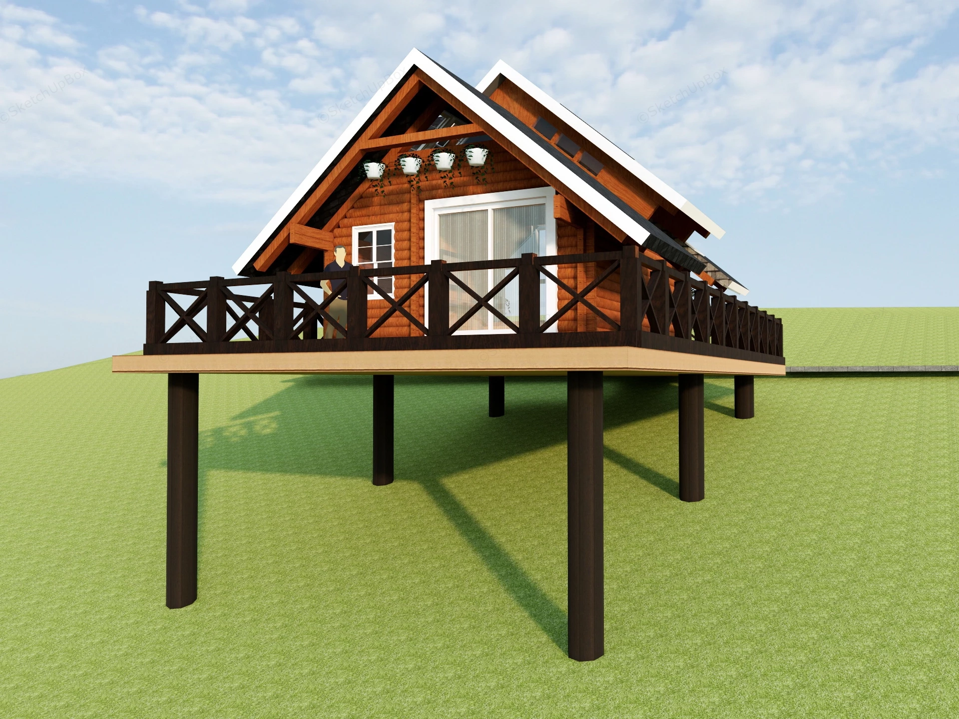 Small Hillside Cottage sketchup model preview - SketchupBox