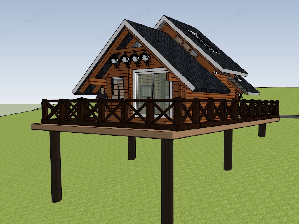 Small Hillside Cottage sketchup model preview - SketchupBox