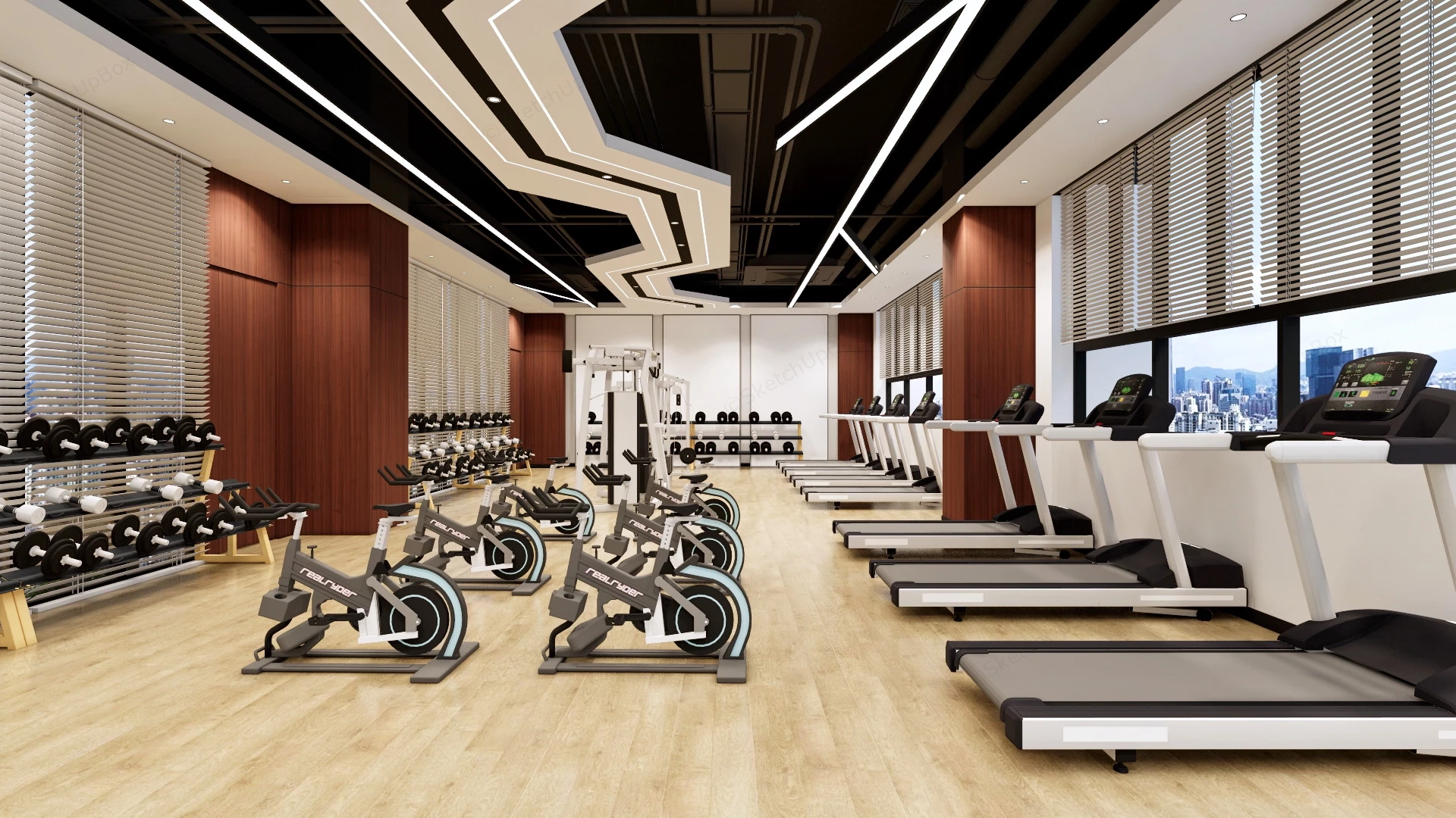 Fitness Center Gym Interior Design sketchup model preview - SketchupBox