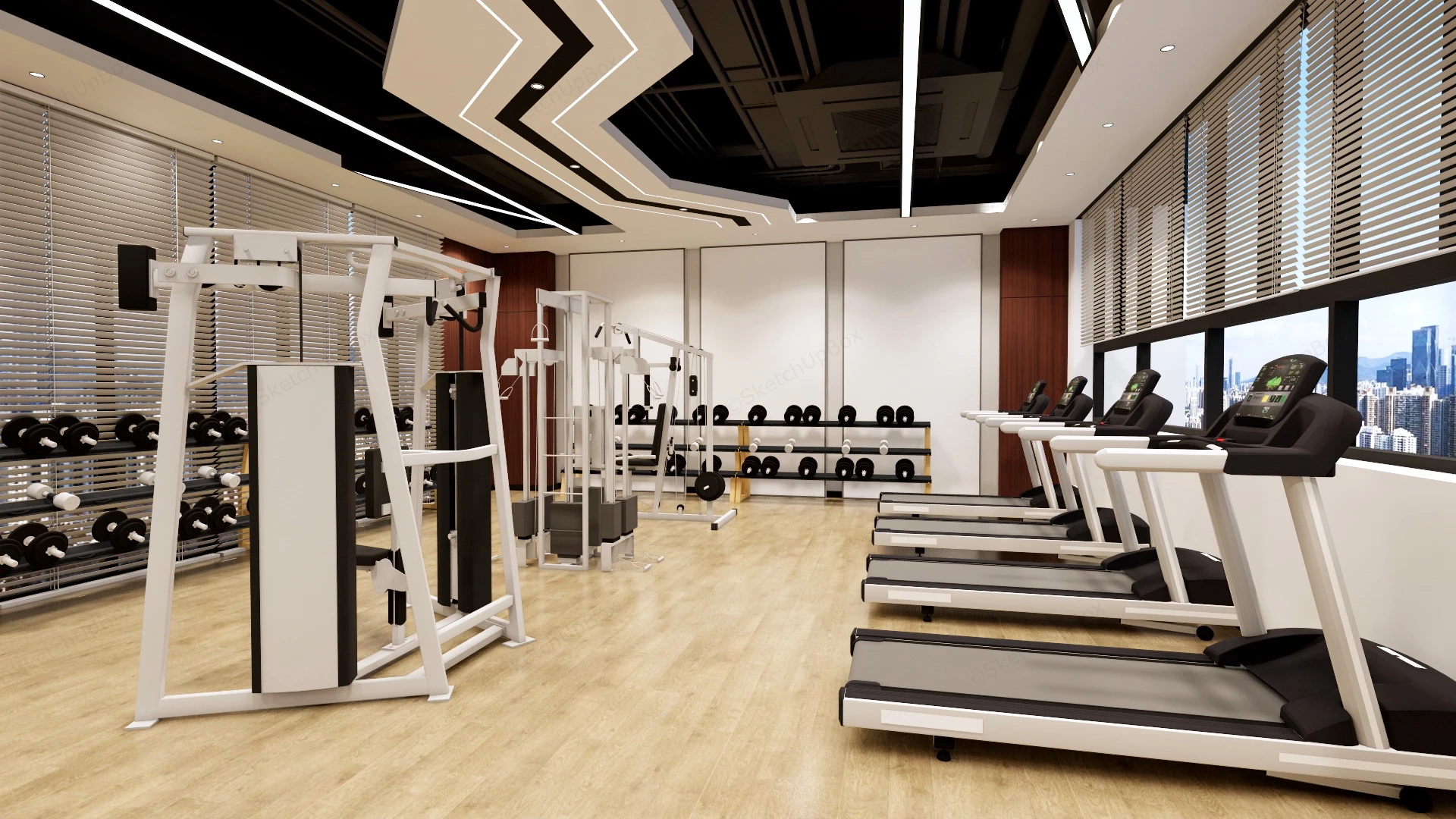 Fitness Center Gym Interior Design sketchup model preview - SketchupBox