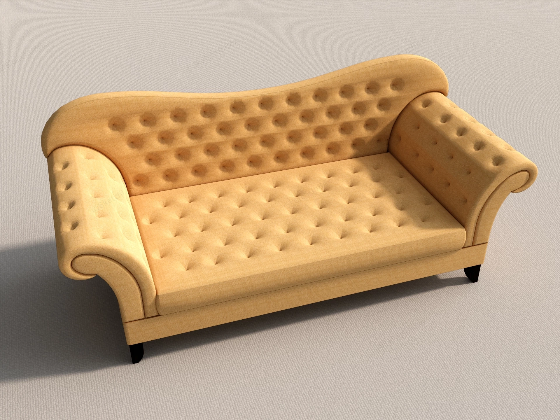 Upholstered Tufted Loveseat Couch sketchup model preview - SketchupBox