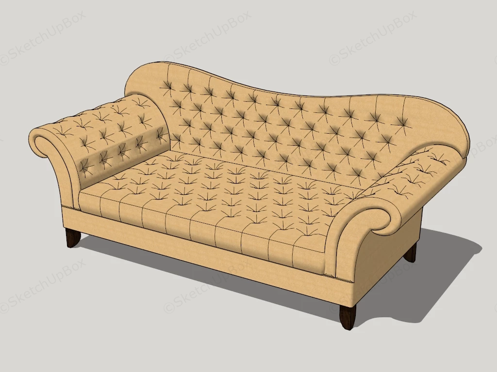 Upholstered Tufted Loveseat Couch sketchup model preview - SketchupBox