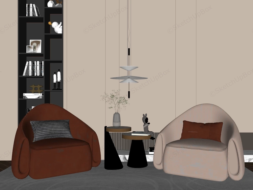 Living Room Accent Chair Set sketchup model preview - SketchupBox