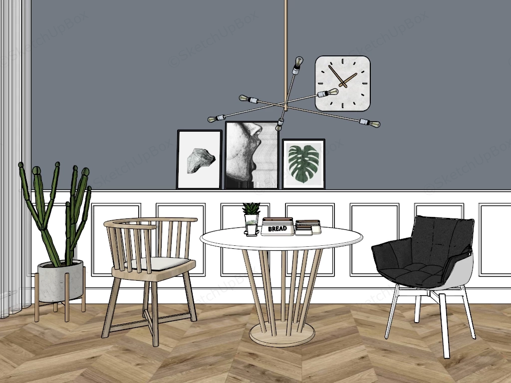 Small Scandinavian Dining Room sketchup model preview - SketchupBox