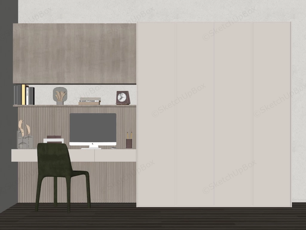Bedroom Wardrobe And Desk Combo sketchup model preview - SketchupBox