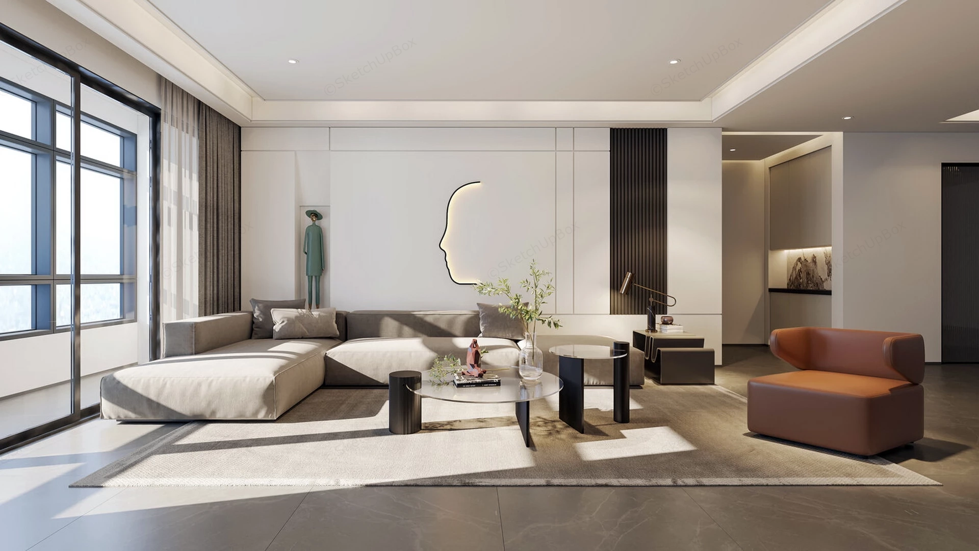 Modern Living Room Home Decor sketchup model preview - SketchupBox