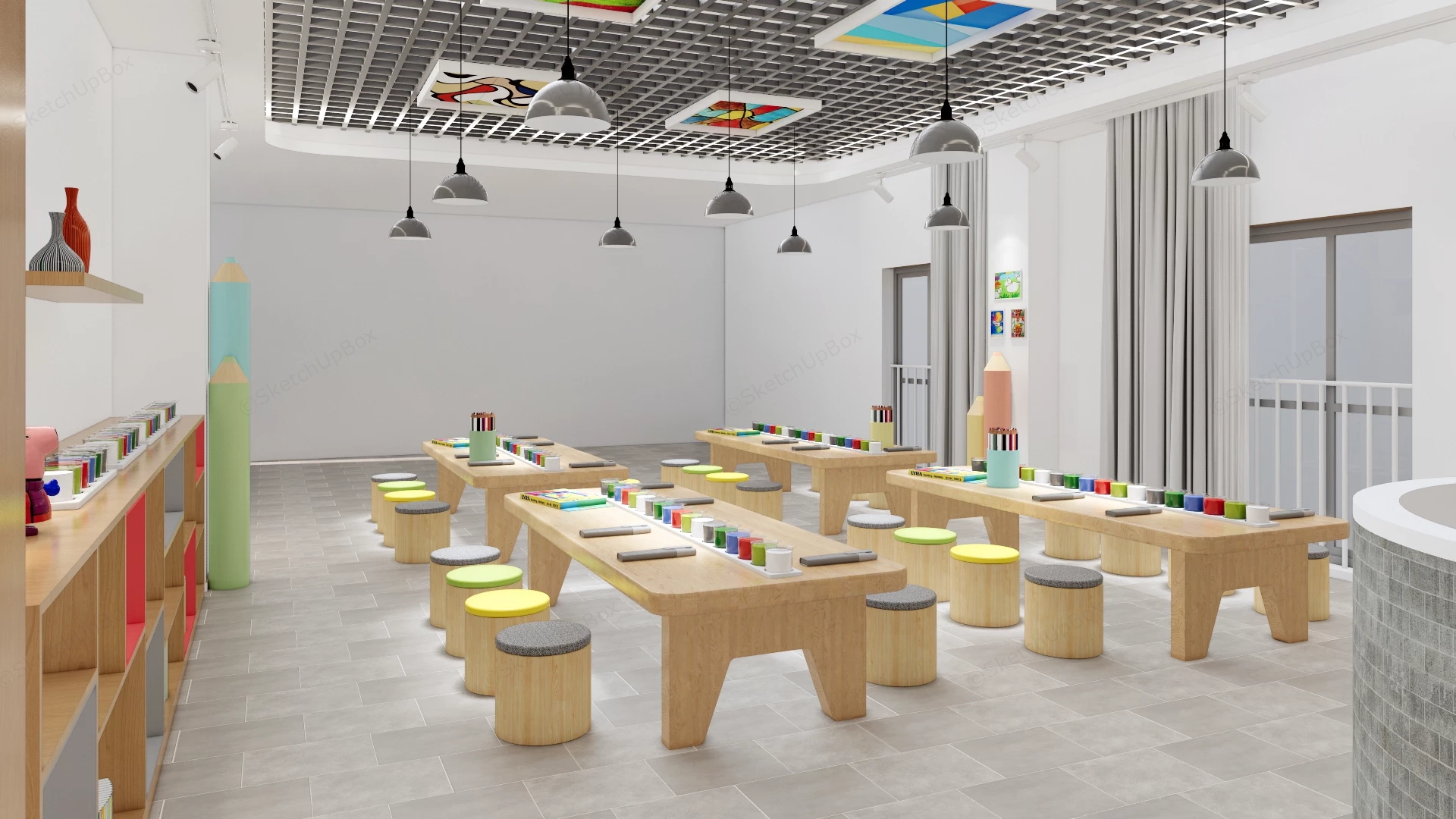 Preschool Art Room Design sketchup model preview - SketchupBox