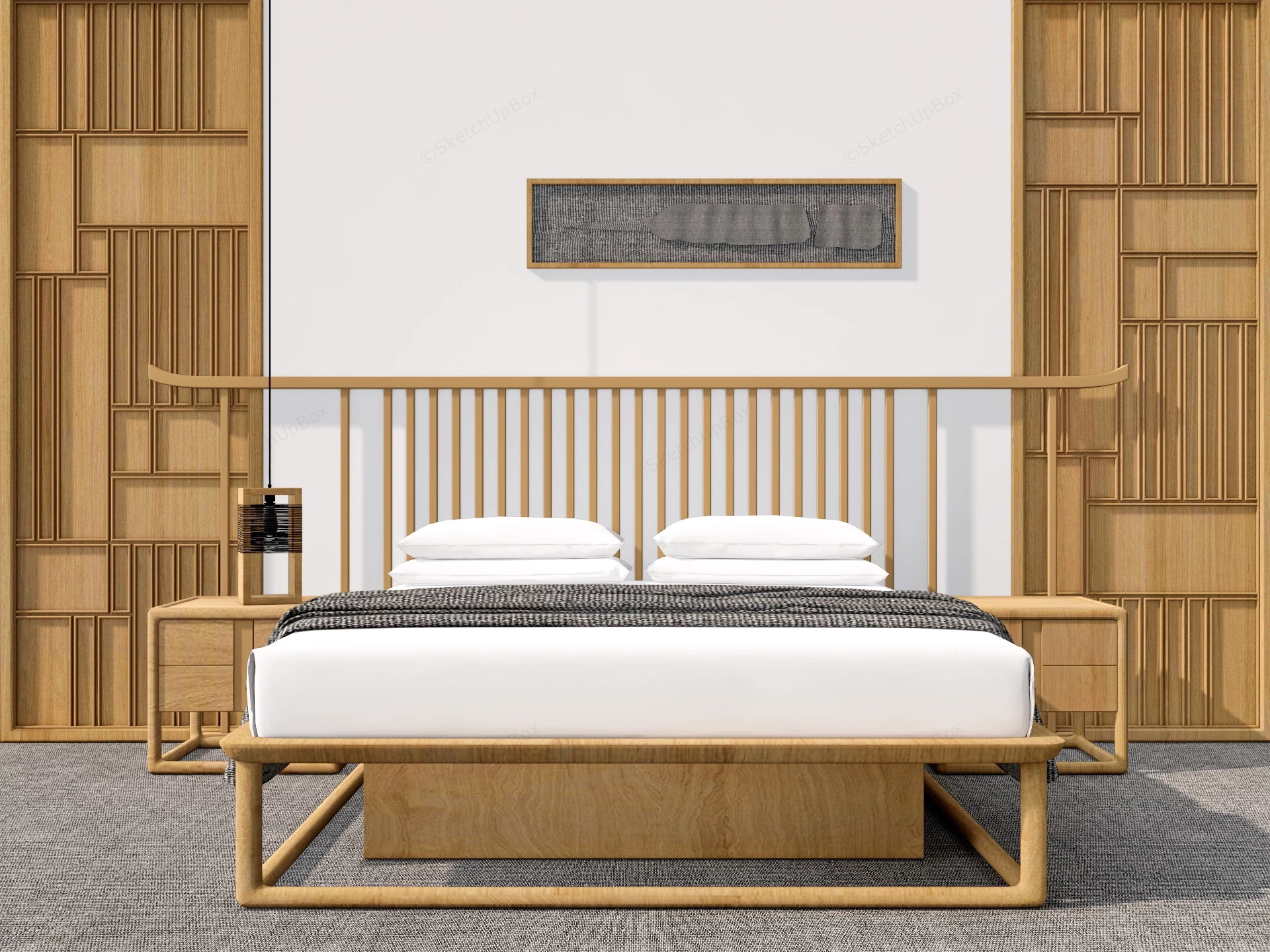 Zen Bedroom Furniture Set sketchup model preview - SketchupBox