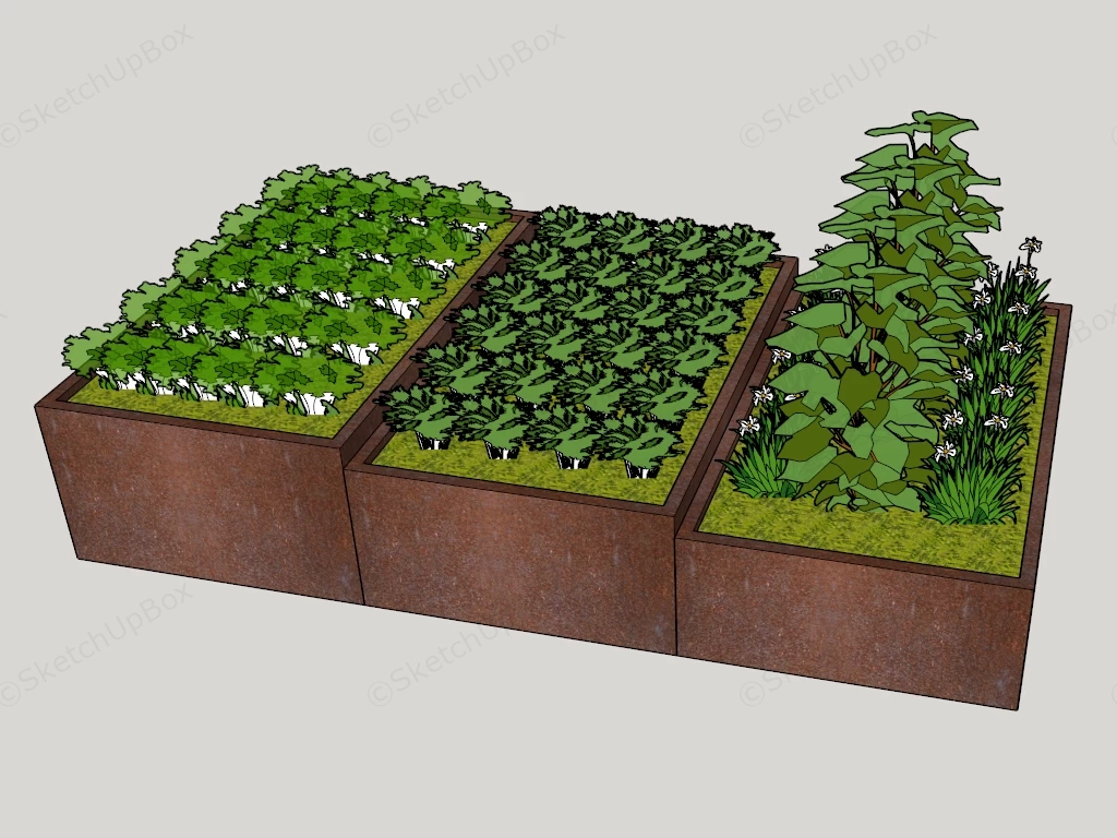 Raised Veggie Garden Bed sketchup model preview - SketchupBox
