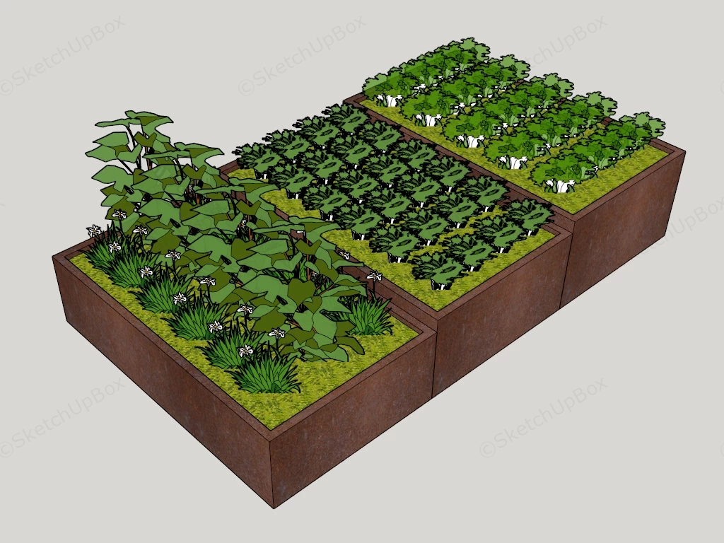 Raised Veggie Garden Bed sketchup model preview - SketchupBox
