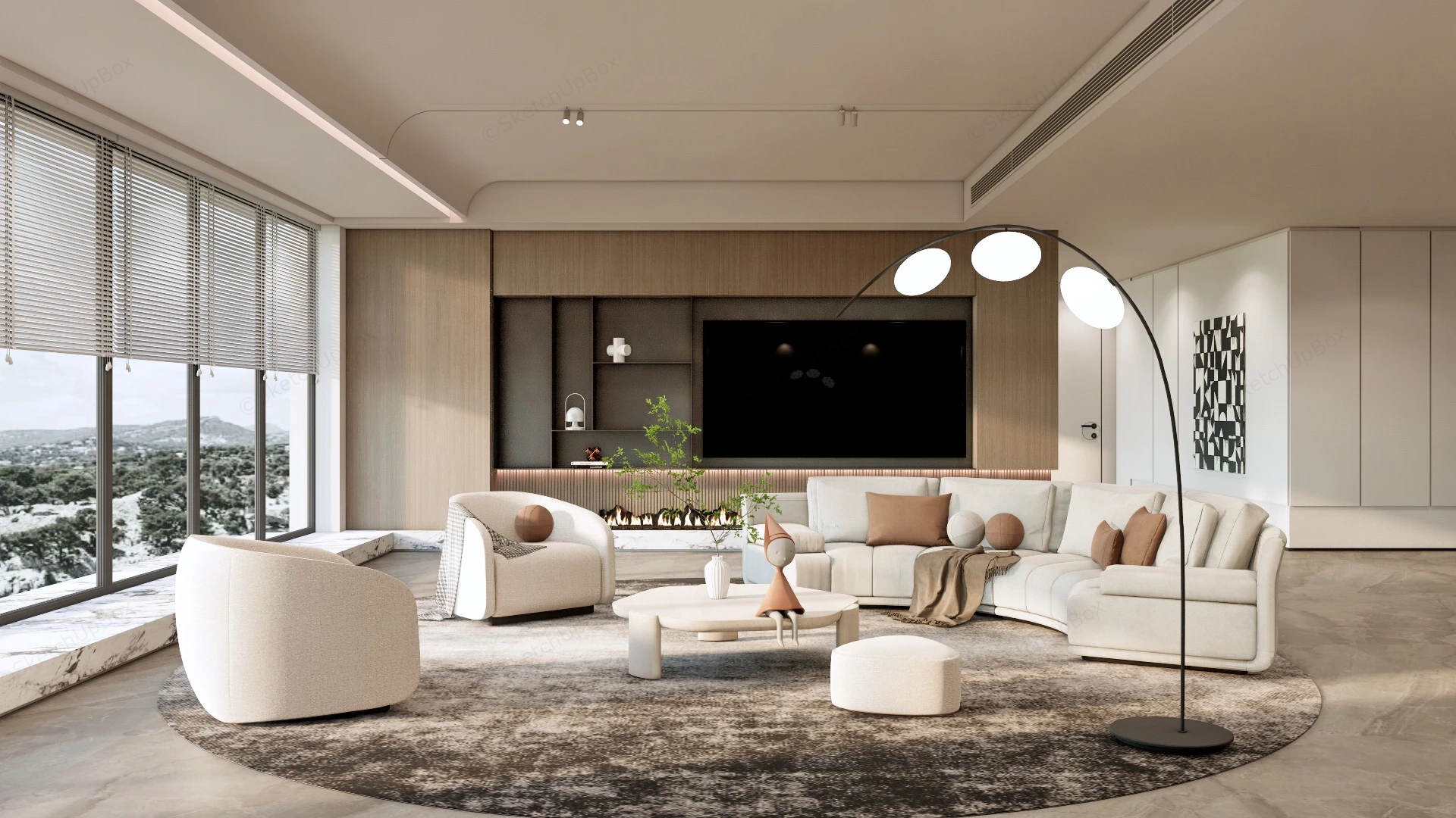 Spacious Modern Living Room sketchup model preview - SketchupBox