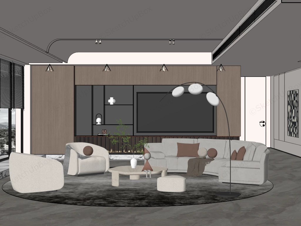 Spacious Modern Living Room sketchup model preview - SketchupBox