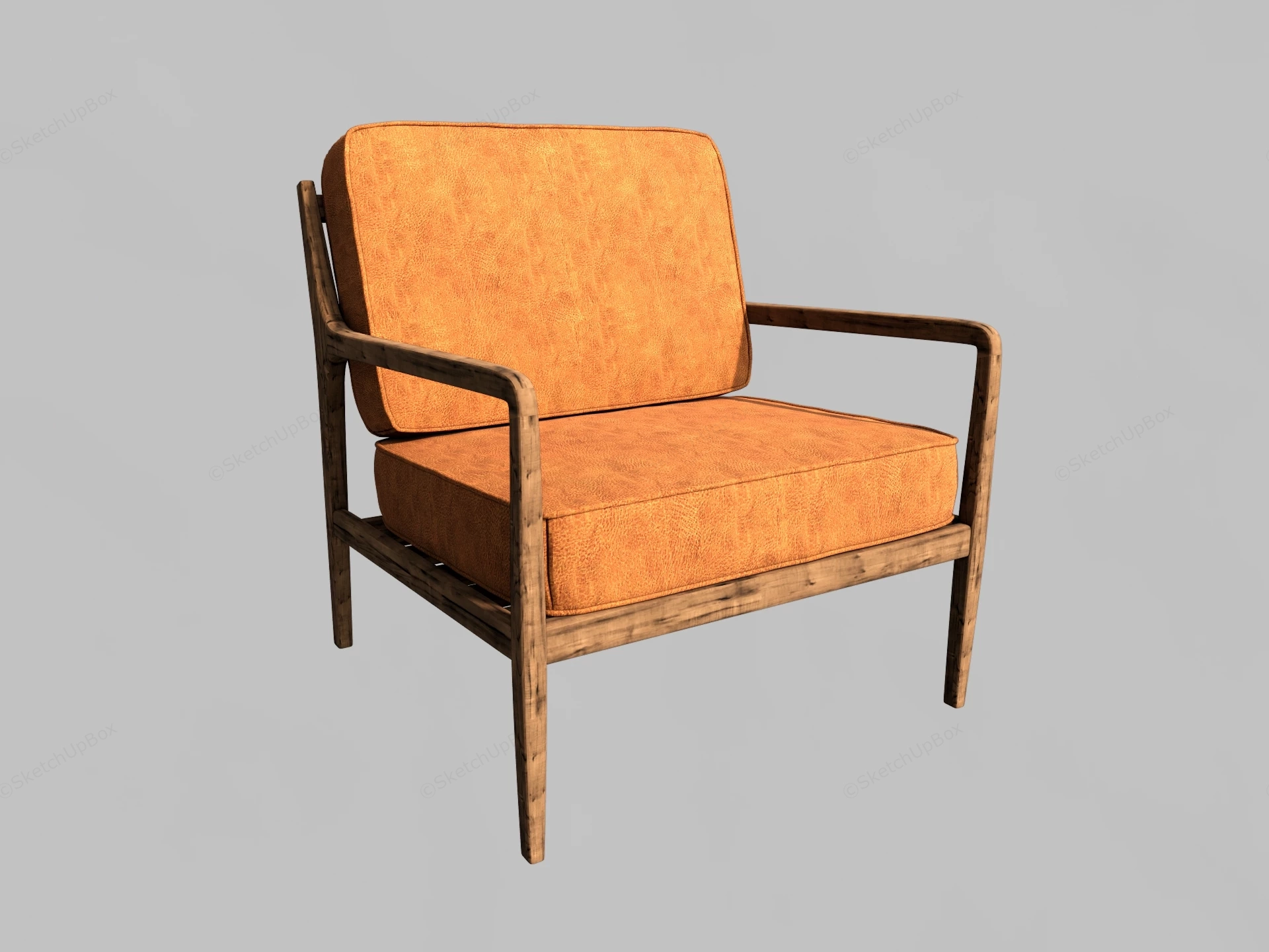 Upholstered Wood Arm Chair sketchup model preview - SketchupBox
