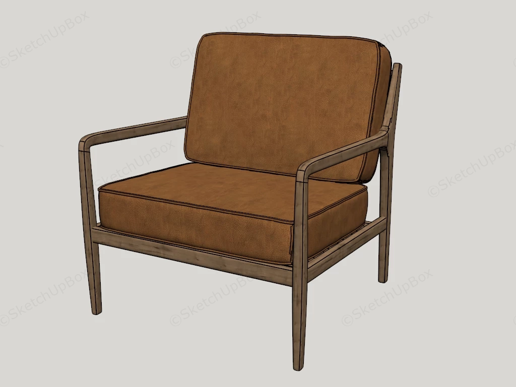 Upholstered Wood Arm Chair sketchup model preview - SketchupBox
