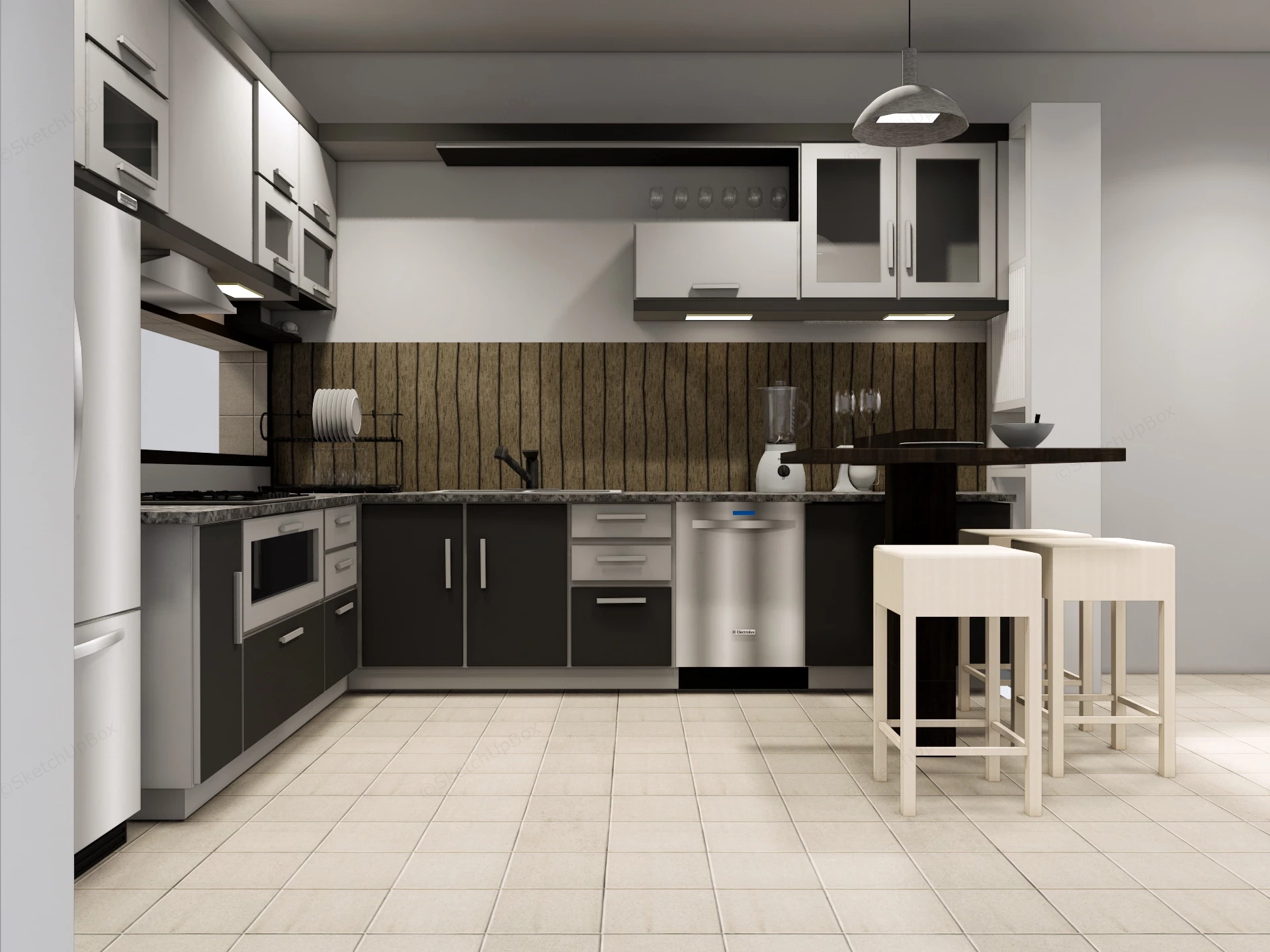 Small Peninsula Kitchen Layout sketchup model preview - SketchupBox