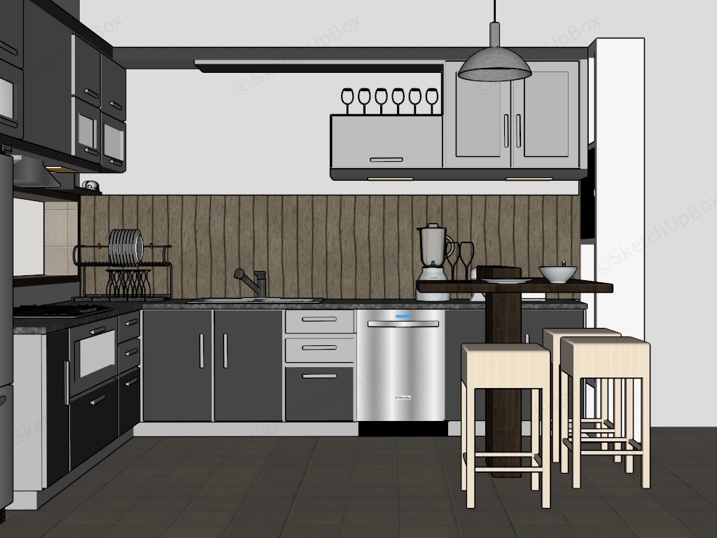 Small Peninsula Kitchen Layout sketchup model preview - SketchupBox