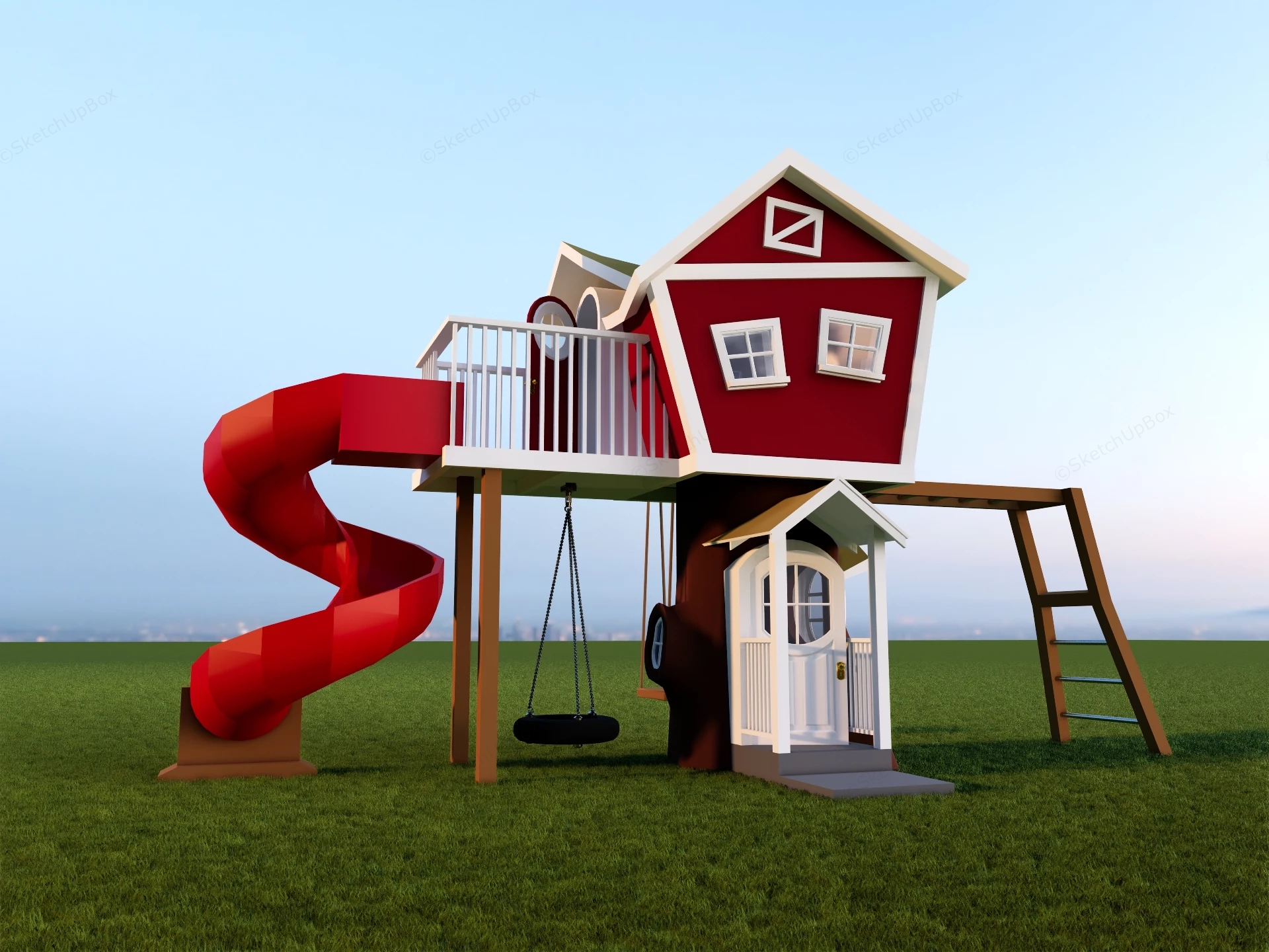 Kids Playhouse With Slide sketchup model preview - SketchupBox