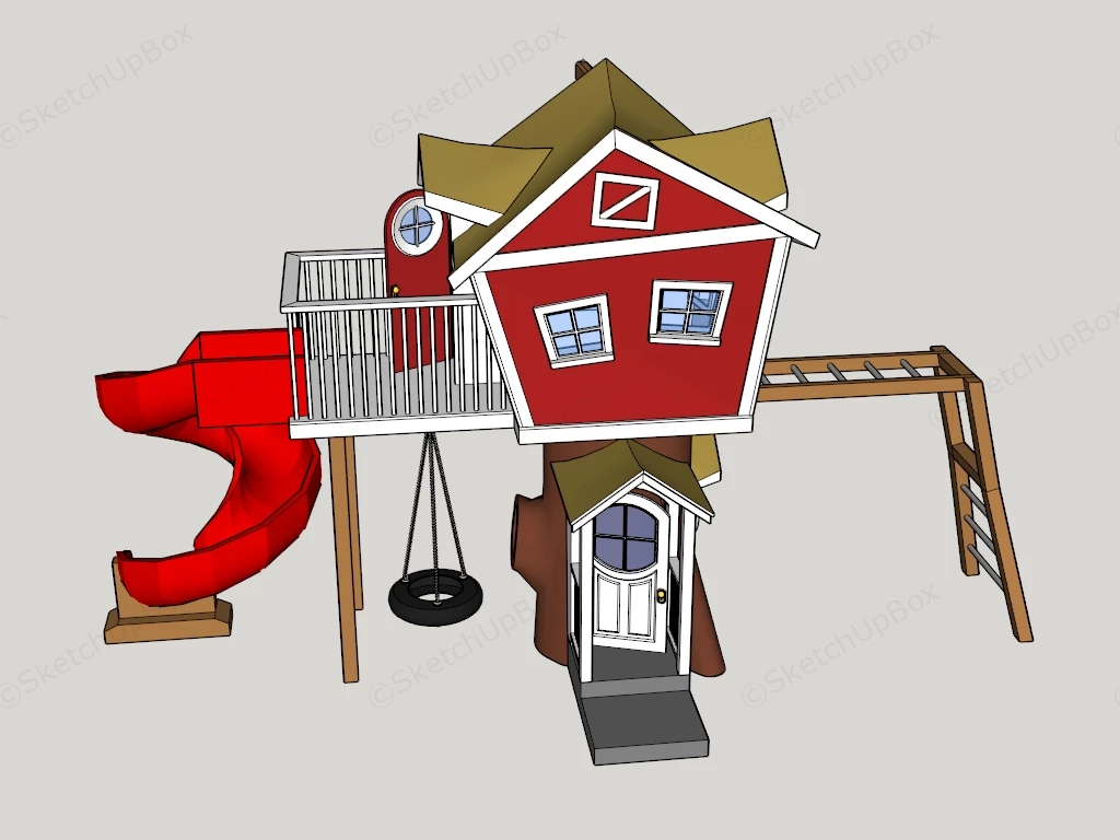 Kids Playhouse With Slide sketchup model preview - SketchupBox
