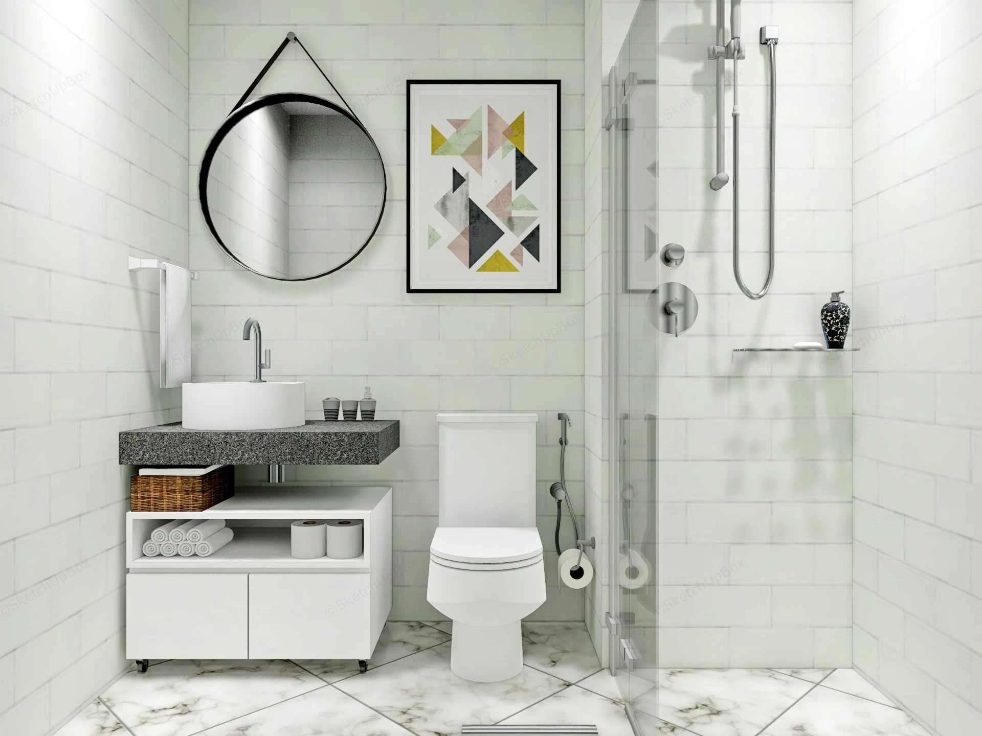 Small Space Bathroom sketchup model preview - SketchupBox