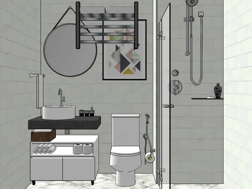 Small Space Bathroom sketchup model preview - SketchupBox